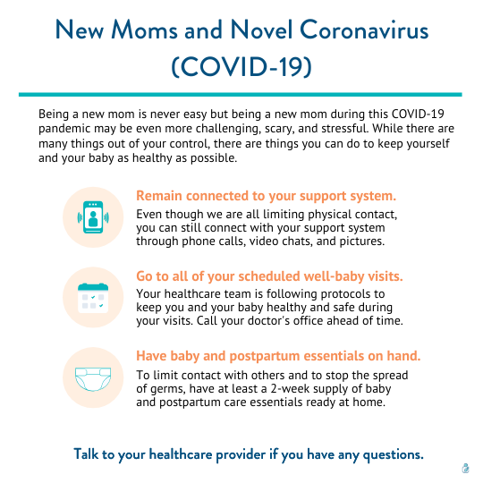Infographic explaining what new moms can do during COVID-19.